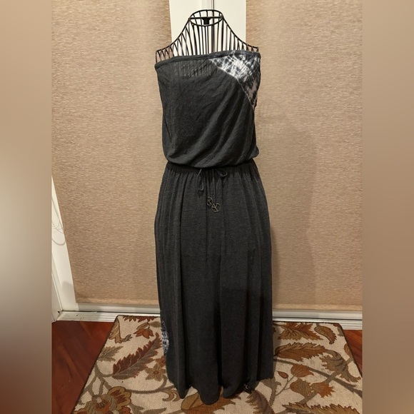 Gypsy 05 Grey smocked tie dye strapless maxi dress - Picture 2 of 9